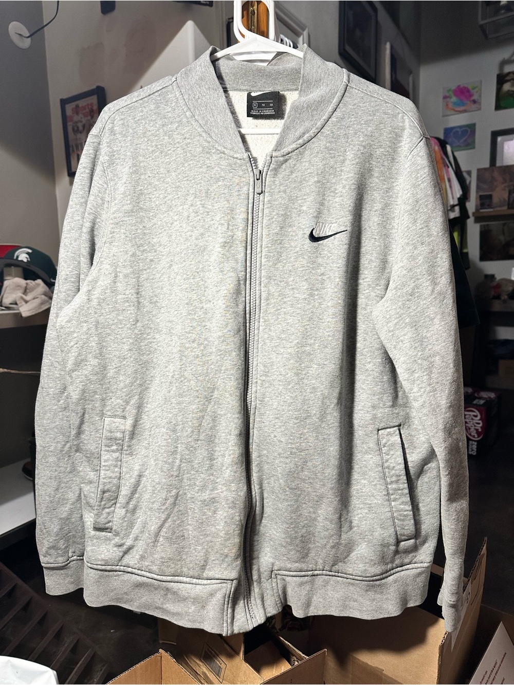 Nike Men's Gray Full-Zip Mock Neck Fleece Jacket